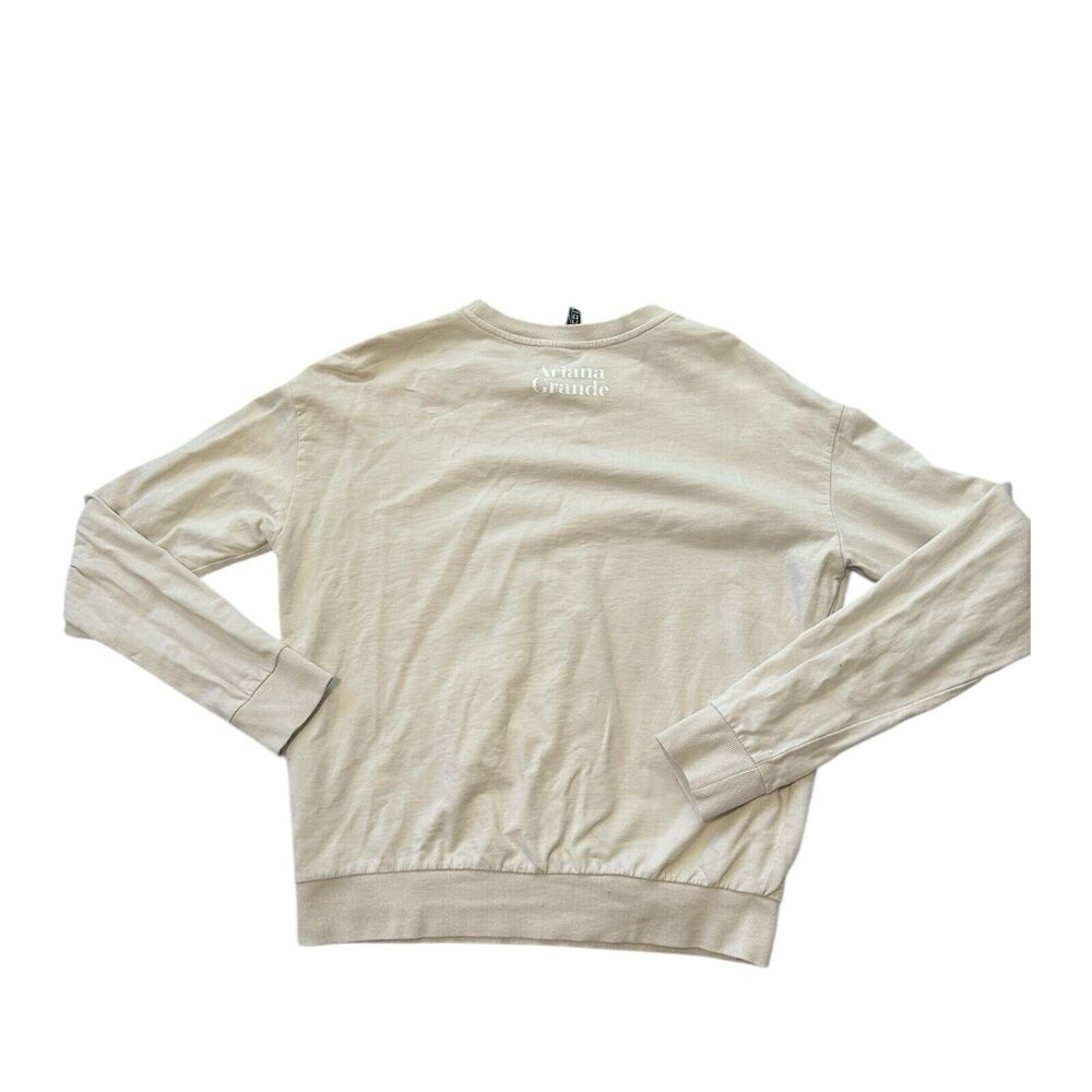 H&M Ariana Grande 7 Rings Graphic Pullover Sweatshirt Beige Tan Small Crewneck - Picture 3 of 10